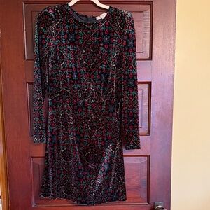 LOFT Multicolor Patterned Long Sleeve Dress